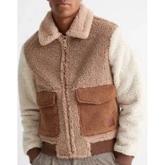 Scotch and Soda Amsterdam Sherpa Color Block Teddy Bomber Men's Jacket XL - Picture 3 of 12